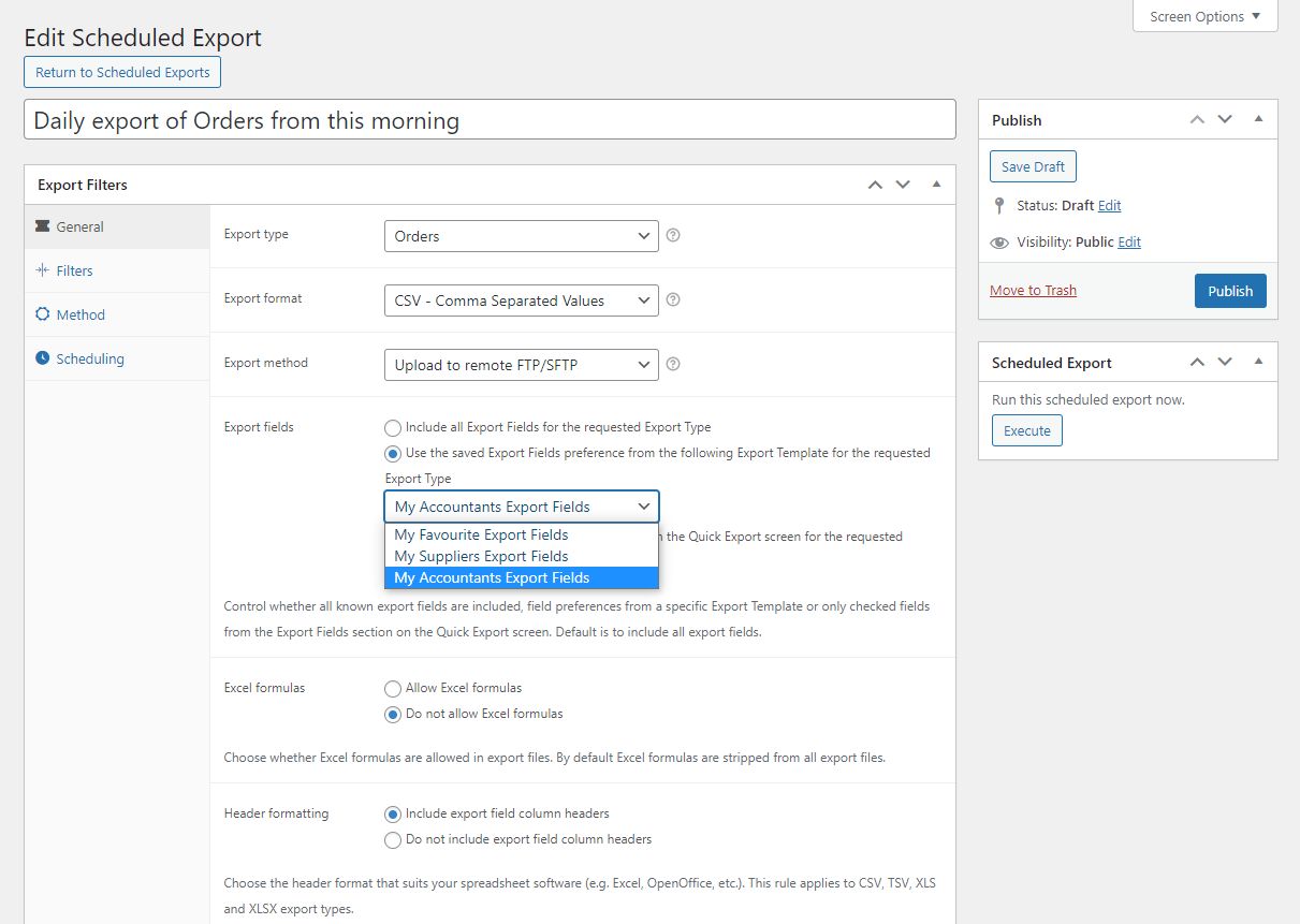 WooCommerce automated exporting