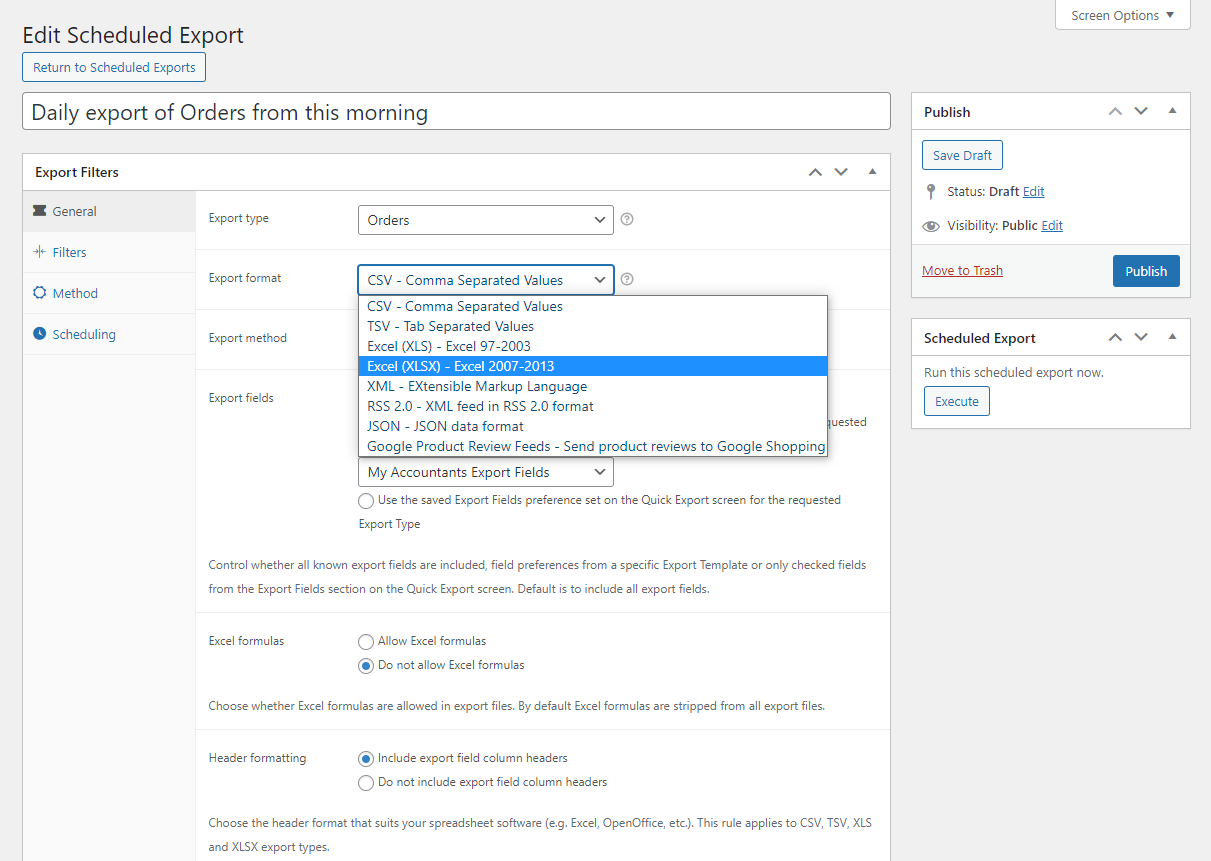 WooCommerce Export to CSV, XLS, XML and Excel