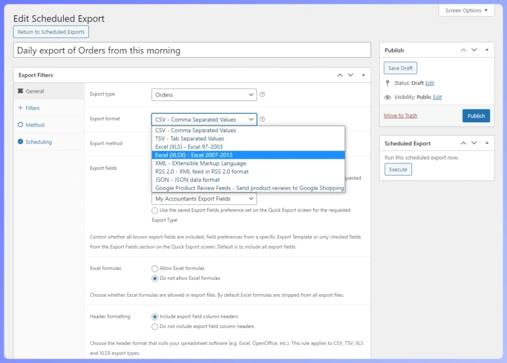 store exporter deluxe-export formats-visser labs - Visser Labs Store Exporter Deluxe's export formats