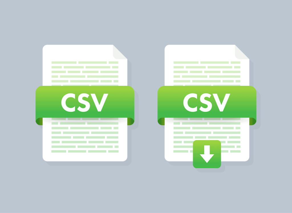 Two digital illustrations of CSV files