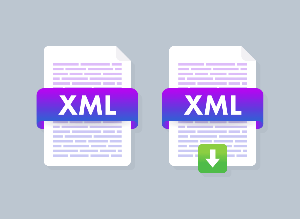 Two digital illustrations of XML documents