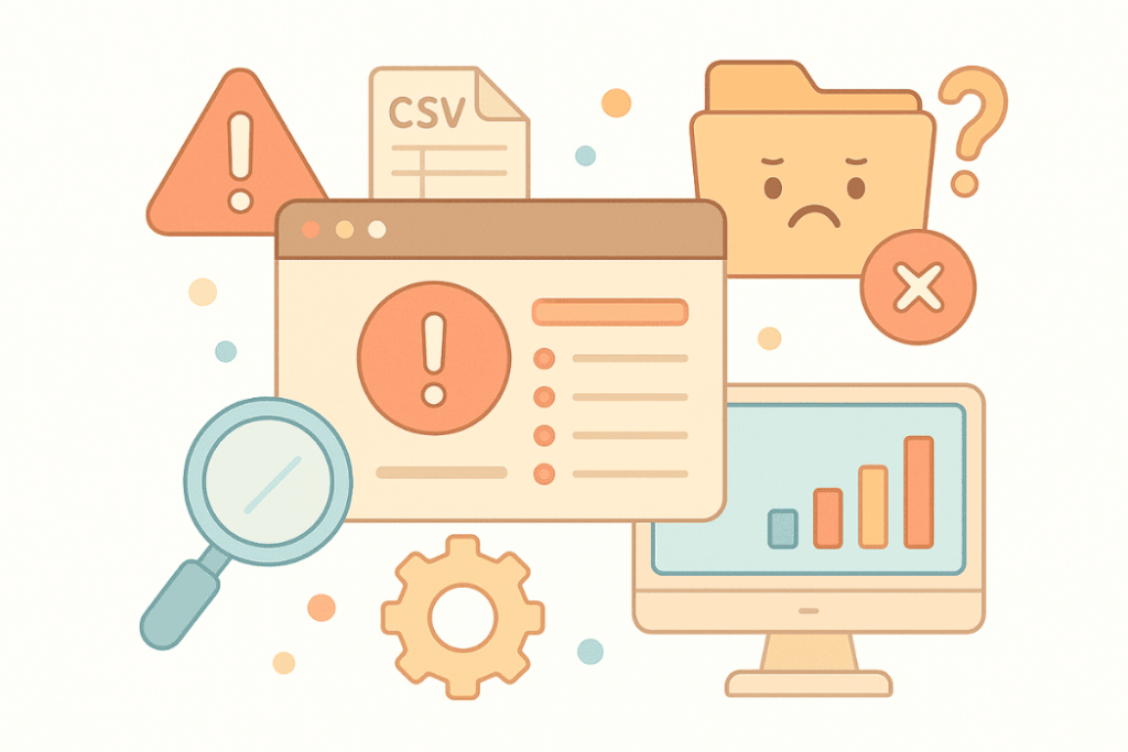 Common WooCommerce product import error messages in dashboard