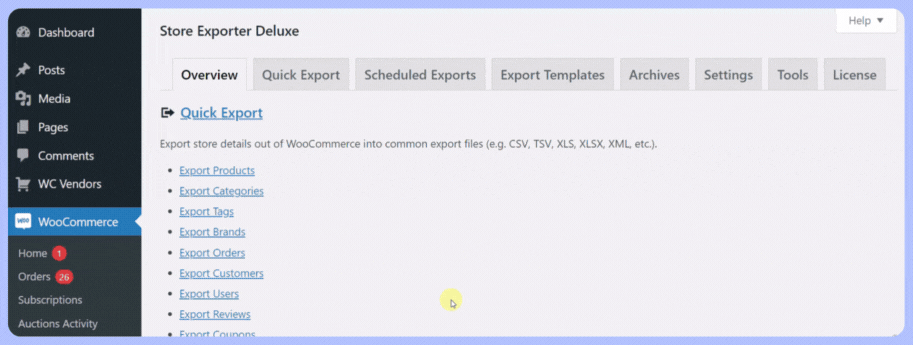 Animated guide demonstrating WooCommerce user role export process step-by-step