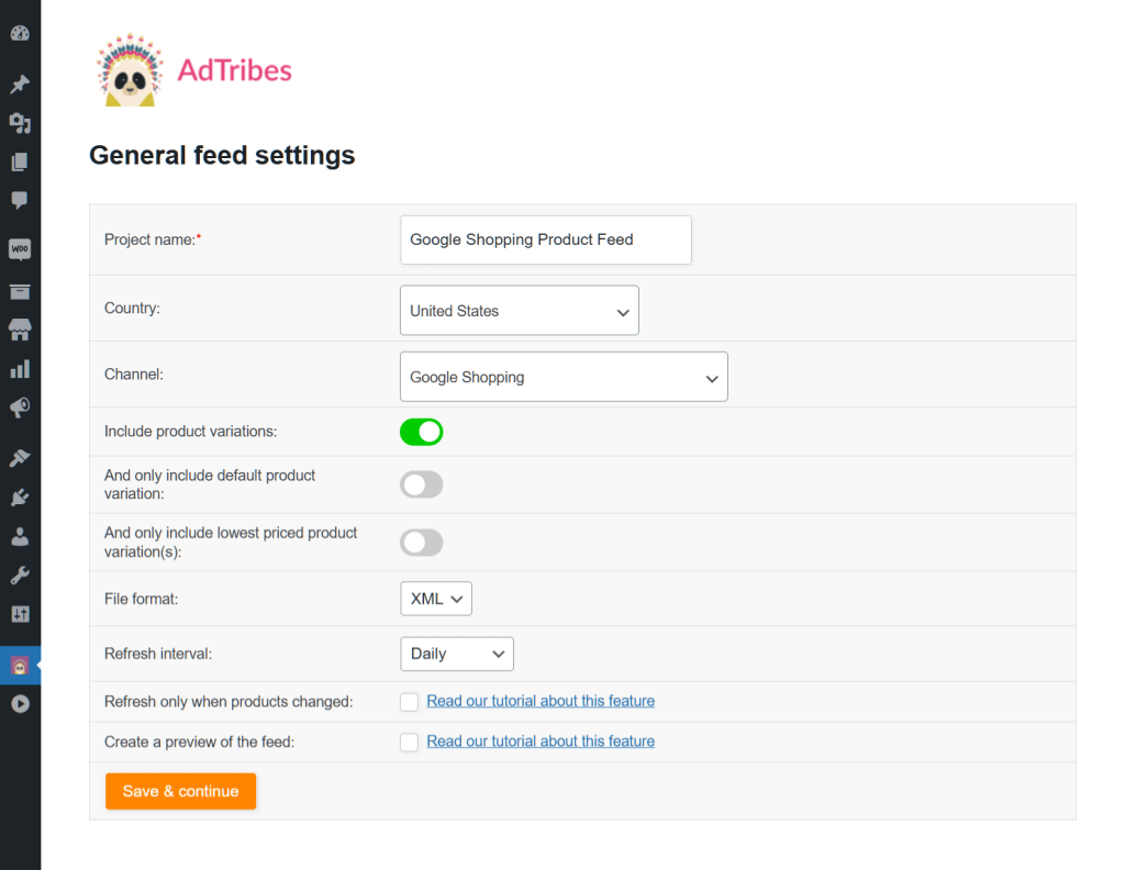 AdTribes Product Feed Pro Google Shopping feed settings for multi-channel selling