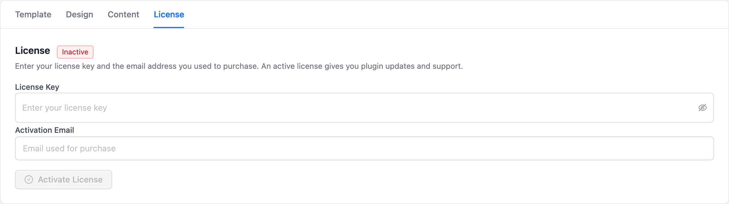 custom-login-for-woocommerce-license-tab-1-0-3 - Visser Labs Custom Login for WooCommerceLicense tab with the License Key and Activation Email fields