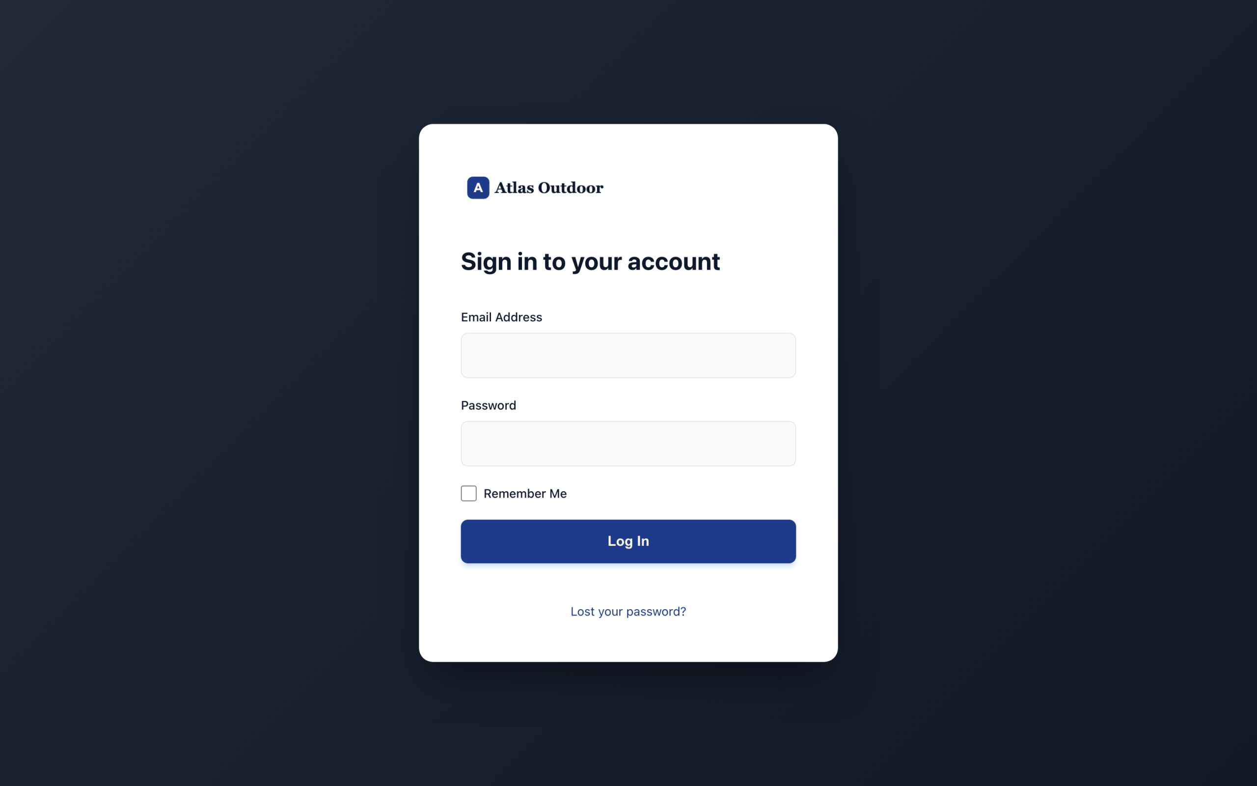 Outdoor store login page built with the Custom Login for WooCommerce Centered Card template